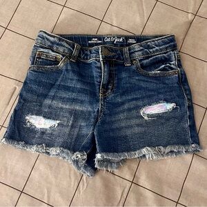 Cat & Jack Women's Distressed Blue Jean Shorts